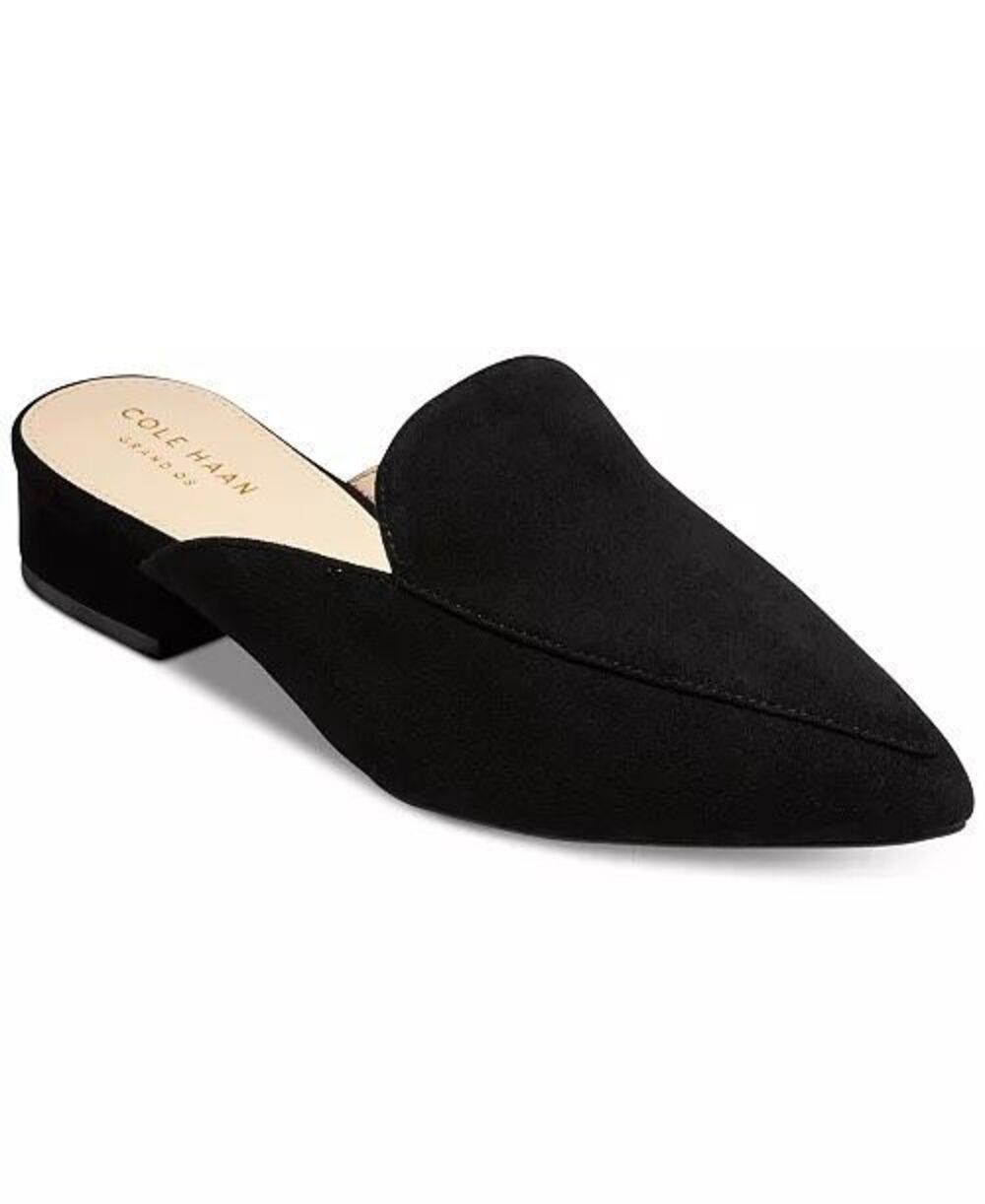 Cole Haan Grand.ØS Black Suede Pointed-Toe Mules Size 8.5B